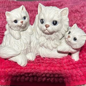 Homco White Cat Figurine Set